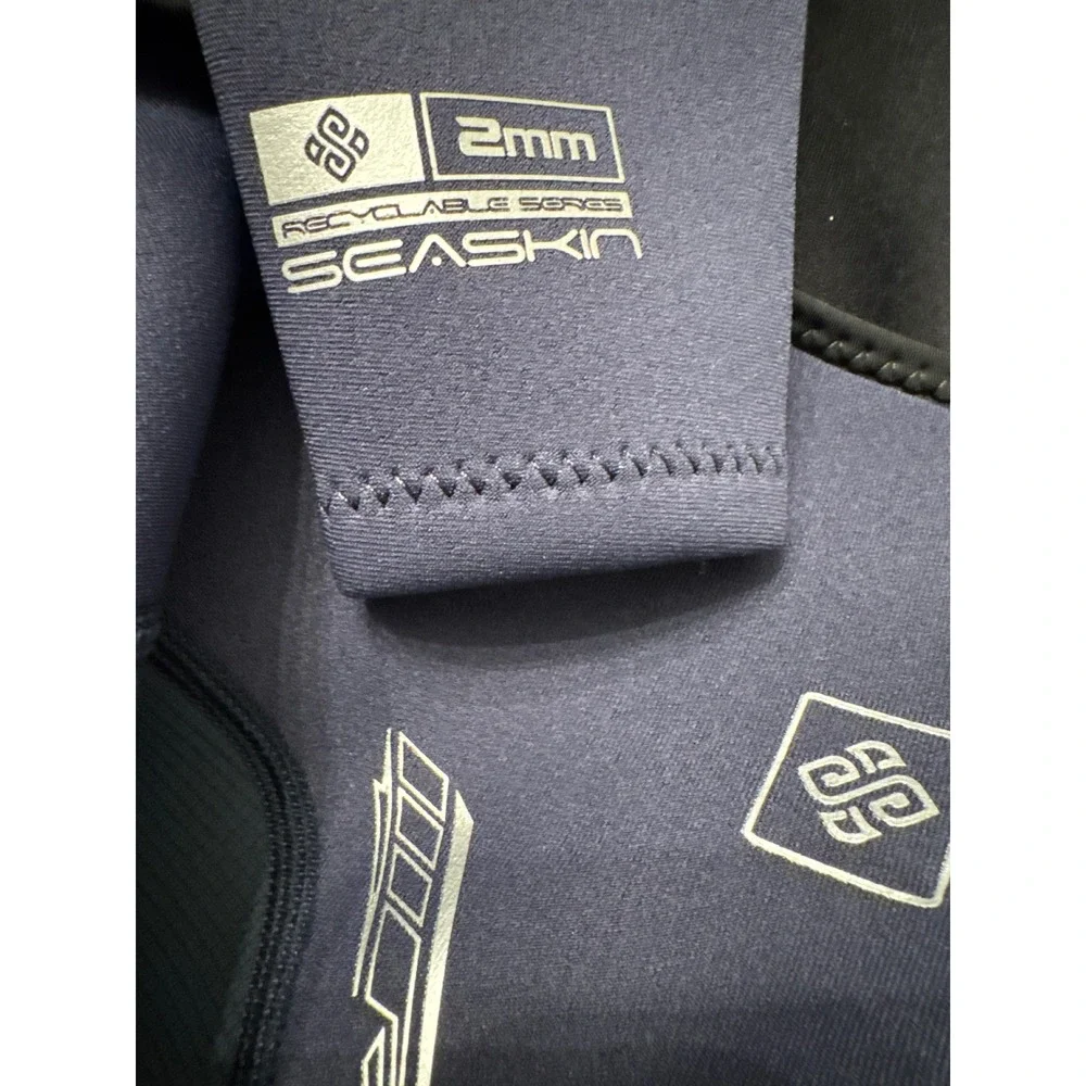 Seaskin 2mm Full Body Wetsuit Navy Blue Recyclable Series Front Zip Small Mens
